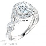 Round Cut Forever One Moissanite Engagement Ring #GTJ1159-round-fo-w 4 Round Cut Forever One Moissanite Engagement Ring #GTJ1159-round-fo-w