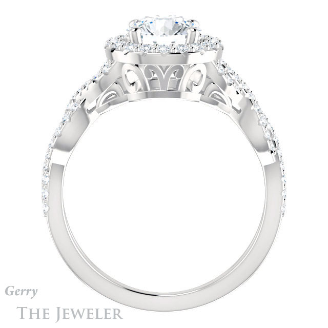 Round Cut Forever One Moissanite Engagement Ring #GTJ1159-round-fo-w