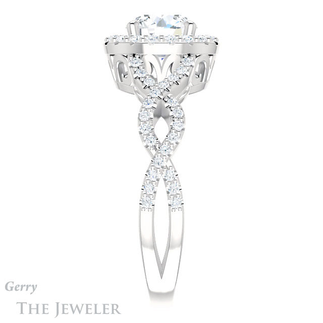 Round Cut Forever One Moissanite Engagement Ring #GTJ1159-round-fo-w 3 Round Cut Forever One Moissanite Engagement Ring #GTJ1159-round-fo-w