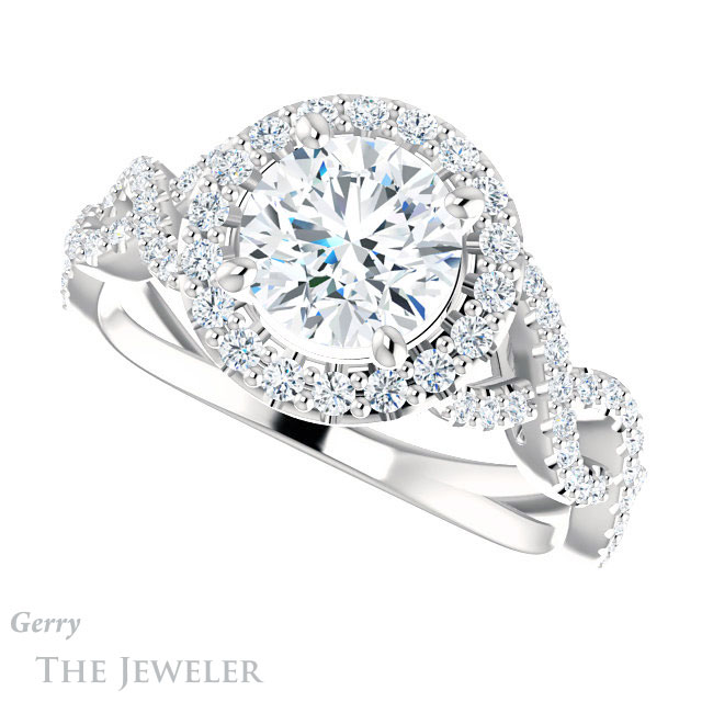Round Cut Forever One Moissanite Engagement Ring #GTJ1159-round-fo-w 5 Round Cut Forever One Moissanite Engagement Ring #GTJ1159-round-fo-w
