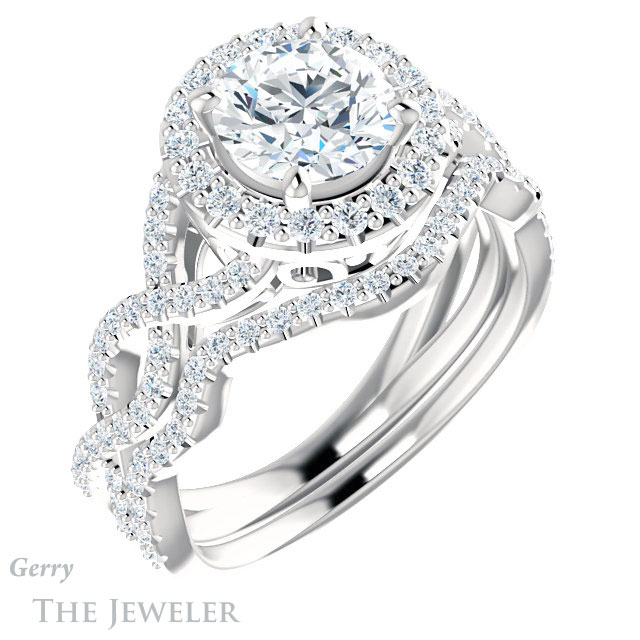 Round Cut Forever One Moissanite Engagement Ring #GTJ1159-round-fo-w 6 Round Cut Forever One Moissanite Engagement Ring #GTJ1159-round-fo-w