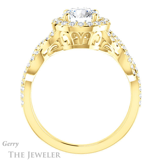 Round Cut Forever One Moissanite Engagement Ring #GTJ1159-round-fo-y