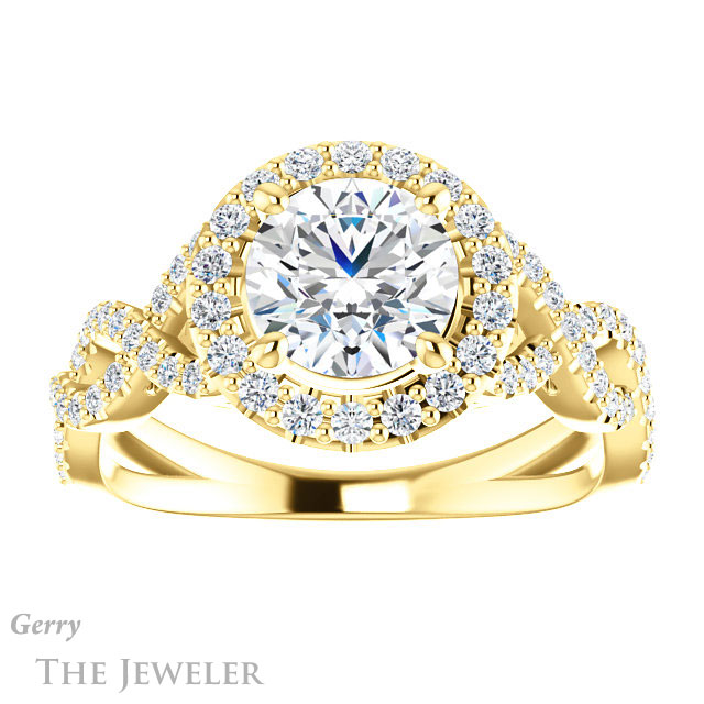 Round Cut Forever One Moissanite Engagement Ring #GTJ1159-round-fo-y