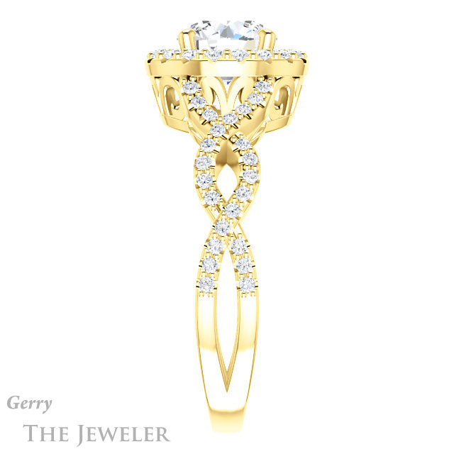 Round Cut Forever One Moissanite Engagement Ring #GTJ1159-round-fo-y