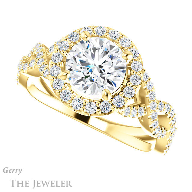 Round Cut Forever One Moissanite Engagement Ring #GTJ1159-round-fo-y