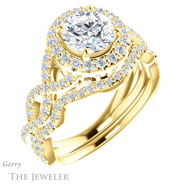 Round Cut Forever One Moissanite Engagement Ring #GTJ1159-round-fo-y