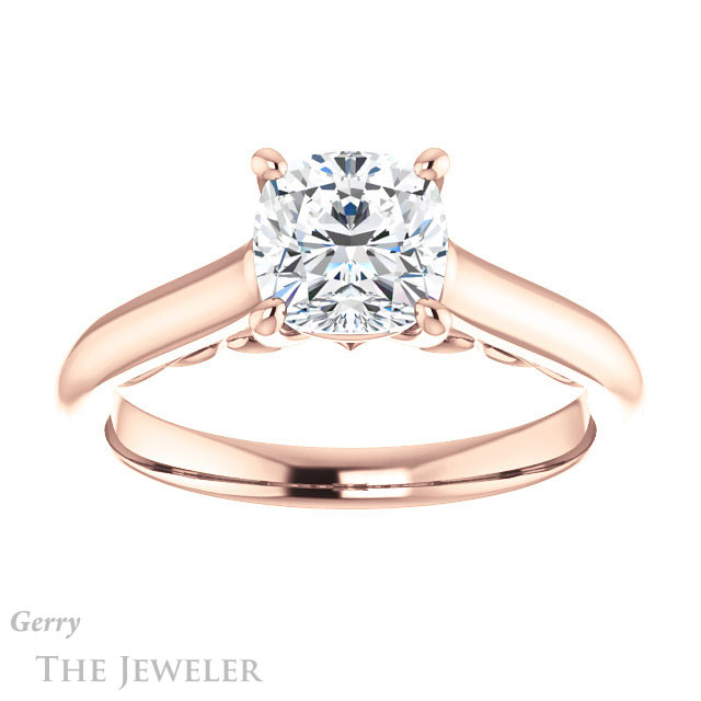 Cushion Cut Forever One Moissanite Engagement Ring #GTJ1160-cushion-fo-r