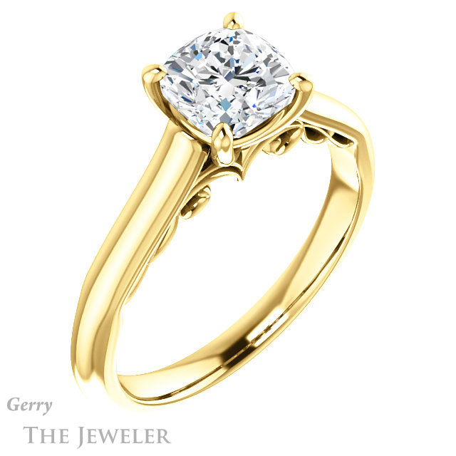 Cushion Cut Forever One Moissanite Engagement Ring #GTJ1160-cushion-fo-y