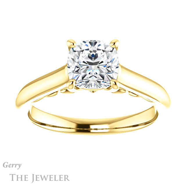 Cushion Cut Forever One Moissanite Engagement Ring #GTJ1160-cushion-fo-y
