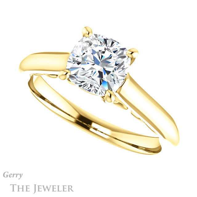 Cushion Cut Forever One Moissanite Engagement Ring #GTJ1160-cushion-fo-y