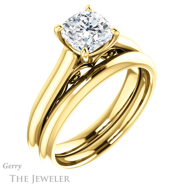 Cushion Cut Forever One Moissanite Engagement Ring #GTJ1160-cushion-fo-y