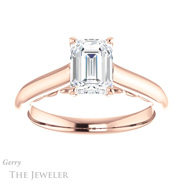 Emerald Cut Forever Brilliant Moissanite Engagement Ring #GTJ1160-emerald-fb-r