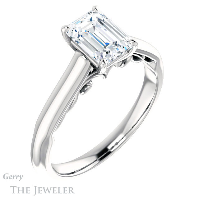 Emerald Cut Forever Brilliant Moissanite Engagement Ring #GTJ1160-emerald-fb-w