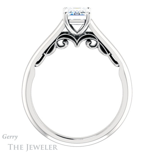 Emerald Cut Forever Brilliant Moissanite Engagement Ring #GTJ1160-emerald-fb-w
