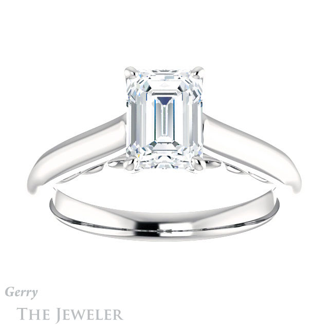 Emerald Cut Forever Brilliant Moissanite Engagement Ring #GTJ1160-emerald-fb-w