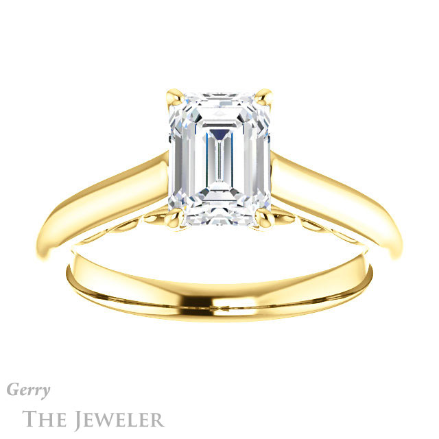 Emerald Cut Forever Brilliant Moissanite Engagement Ring #GTJ1160-emerald-fb-y