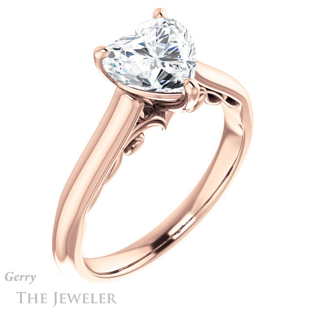 Heart Shaped Forever One Moissanite Engagement Ring #GTJ1160-heart-fb-r 4 Heart Shaped Forever Brilliant Moissanite Engagement Ring #GTJ1160-heart-fb-r