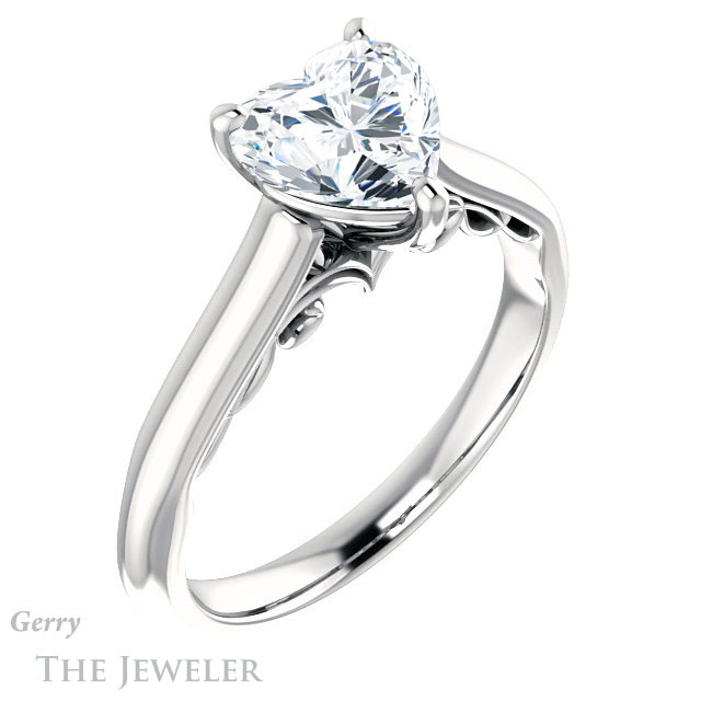 Heart Shaped Forever Brilliant Moissanite Engagement Ring #GTJ1160-heart-fb-w