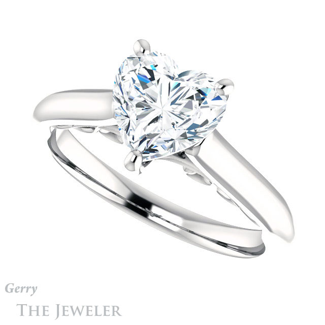 Heart Shaped Forever Brilliant Moissanite Engagement Ring #GTJ1160-heart-fb-w