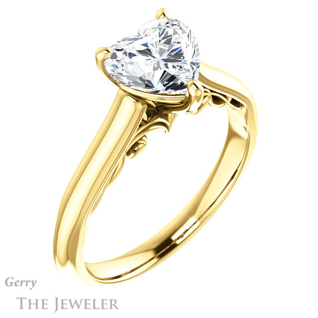 Heart Shaped Forever Brilliant Moissanite Engagement Ring #GTJ1160-heart-fb-y