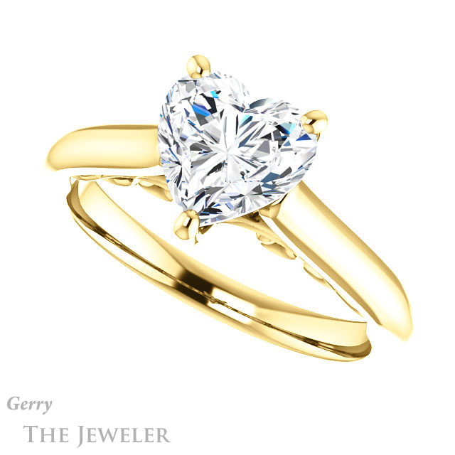 Heart Shaped Forever Brilliant Moissanite Engagement Ring #GTJ1160-heart-fb-y