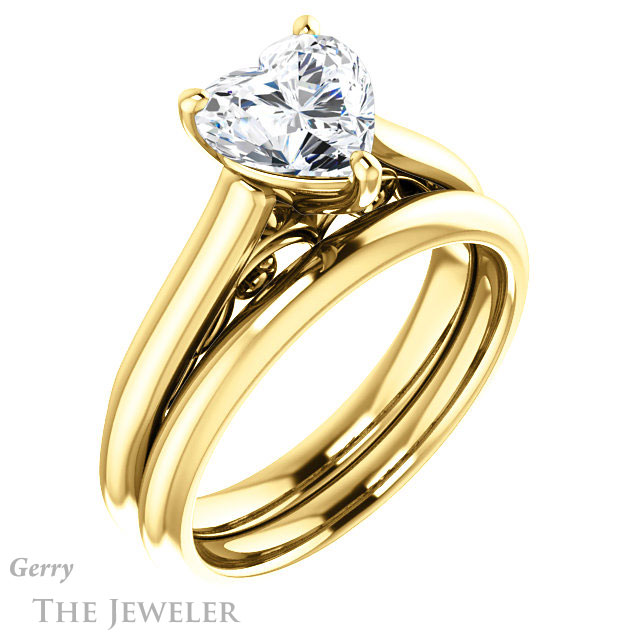 Heart Shaped Forever Brilliant Moissanite Engagement Ring #GTJ1160-heart-fb-y