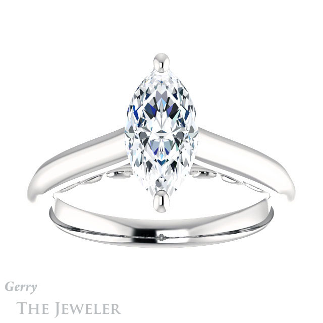 Marquise Cut Forever Brilliant Moissanite Engagement Ring #GTJ1160-marquise-fb-w