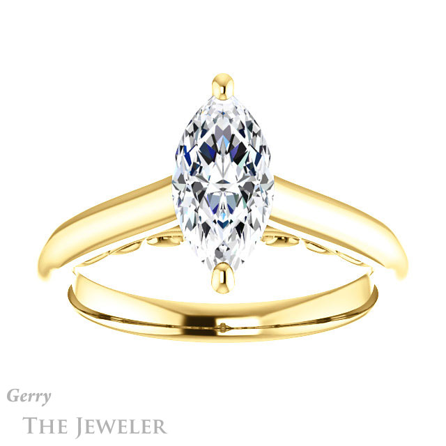 Marquise Cut Forever Brilliant Moissanite Engagement Ring #GTJ1160-marquise-fb-y