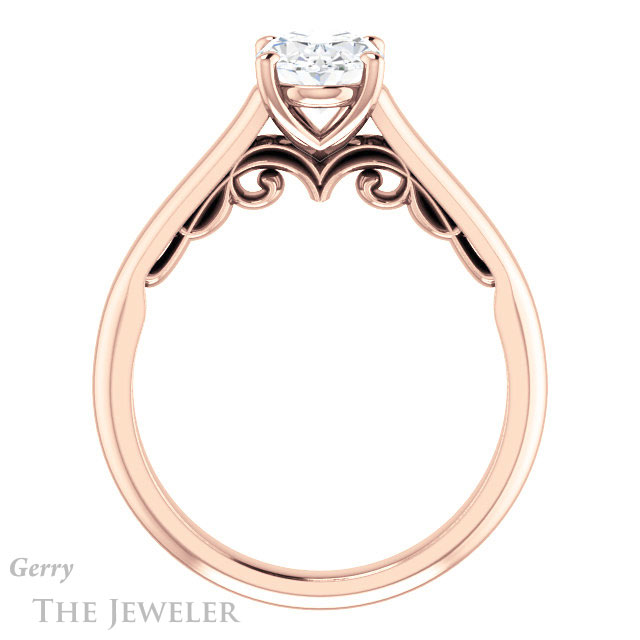 Oval Shaped Forever One Moissanite Engagement Ring #GTJ1160-oval-fo-r
