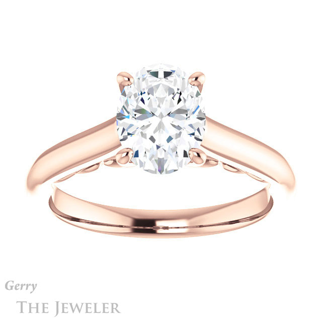 Oval Shaped Forever One Moissanite Engagement Ring #GTJ1160-oval-fo-r