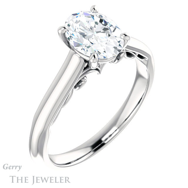 Oval Shaped Forever One Moissanite Engagement Ring #GTJ1160-oval-fo-w 4 Oval Shaped Forever One Moissanite Engagement Ring #GTJ1160-oval-fo-w