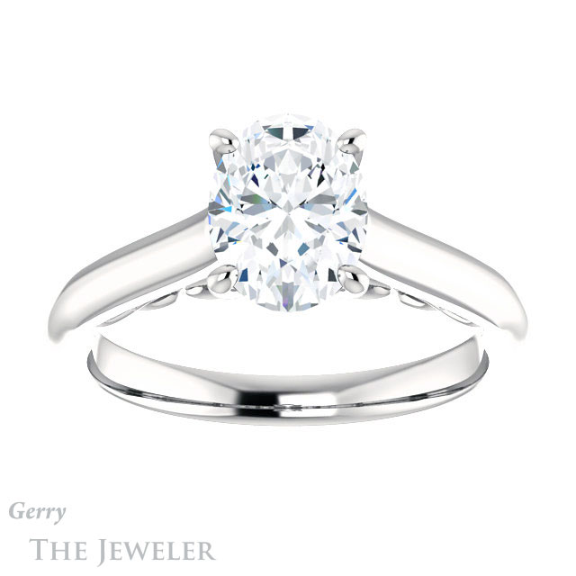 Oval Shaped Forever One Moissanite Engagement Ring #GTJ1160-oval-fo-w 1 Oval Shaped Forever One Moissanite Engagement Ring #GTJ1160-oval-fo-w