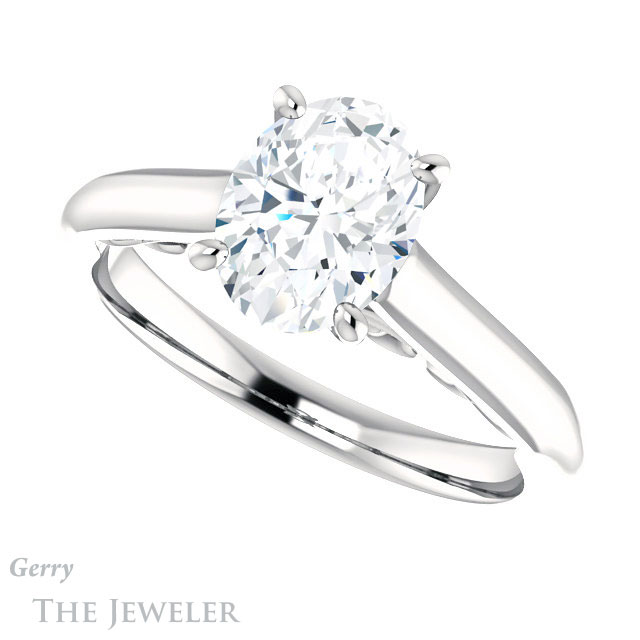 Oval Shaped Forever One Moissanite Engagement Ring #GTJ1160-oval-fo-w 5 Oval Shaped Forever One Moissanite Engagement Ring #GTJ1160-oval-fo-w
