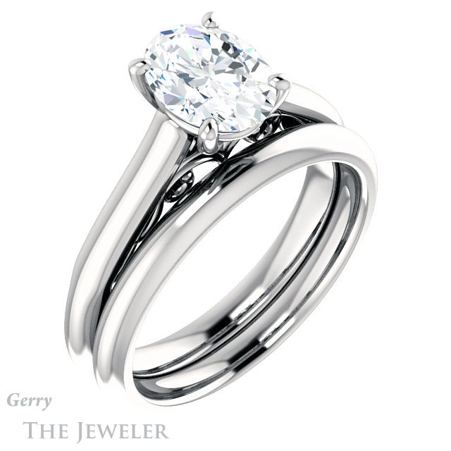 Oval Shaped Forever One Moissanite Engagement Ring #GTJ1160-oval-fo-w 6 Oval Shaped Forever One Moissanite Engagement Ring #GTJ1160-oval-fo-w