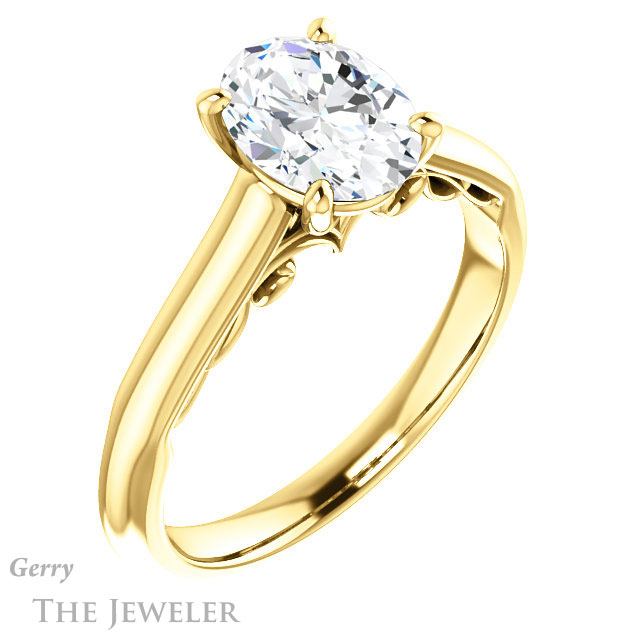 Oval Shaped Forever One Moissanite Engagement Ring #GTJ1160-oval-fo-y 4 Oval Shaped Forever One Moissanite Engagement Ring #GTJ1160-oval-fo-y