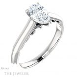 Pear Shaped Forever One Moissanite Engagement Ring #GTJ1160-pear-fb-w 4 Pear Shaped Forever Brilliant Moissanite Engagement Ring #GTJ1160-pear-fb-w