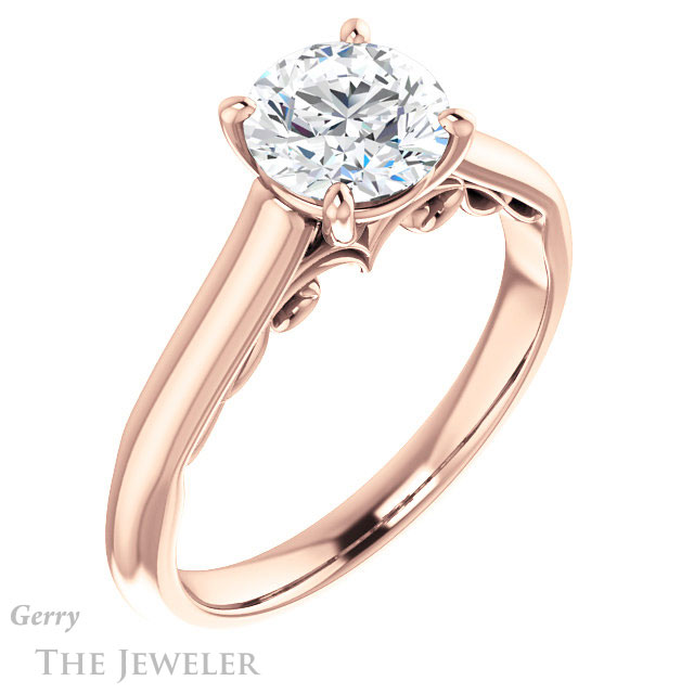 Round Cut Forever One Moissanite Engagement Ring #GTJ1160-round-fo-r 4 Round Cut Forever One Moissanite Engagement Ring #GTJ1160-round-fo-r