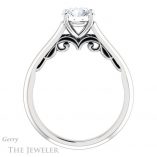 Round Cut Forever One Moissanite Engagement Ring #GTJ1160-round-fo-w