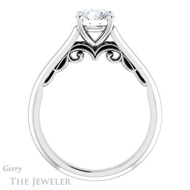 Round Cut Forever One Moissanite Engagement Ring #GTJ1160-round-fo-w