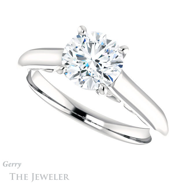 Round Cut Forever One Moissanite Engagement Ring #GTJ1160-round-fo-w