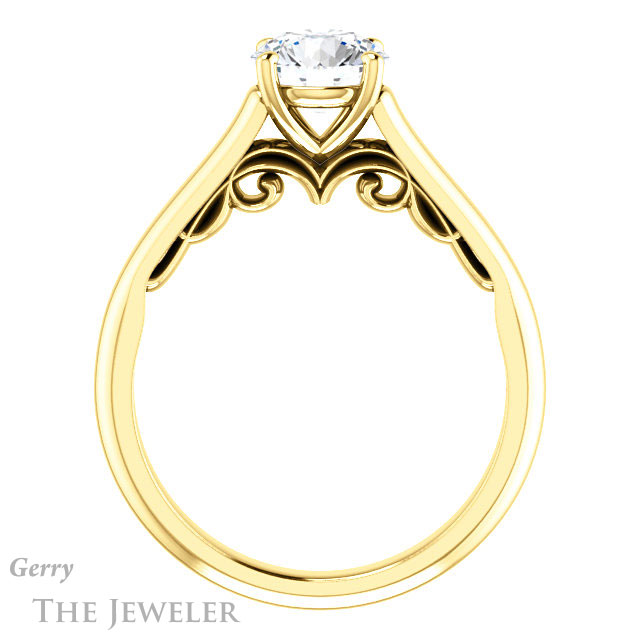 Round Cut Forever One Moissanite Engagement Ring #GTJ1160-round-fo-y