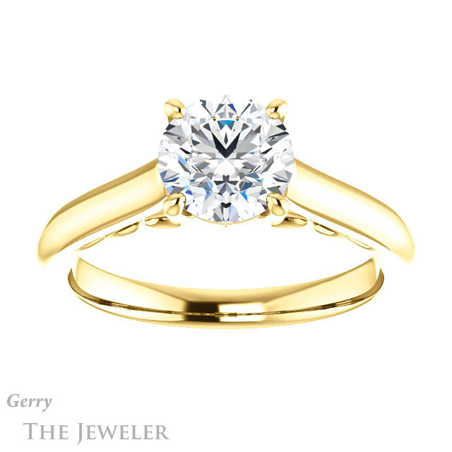 Round Cut Forever One Moissanite Engagement Ring #GTJ1160-round-fo-y