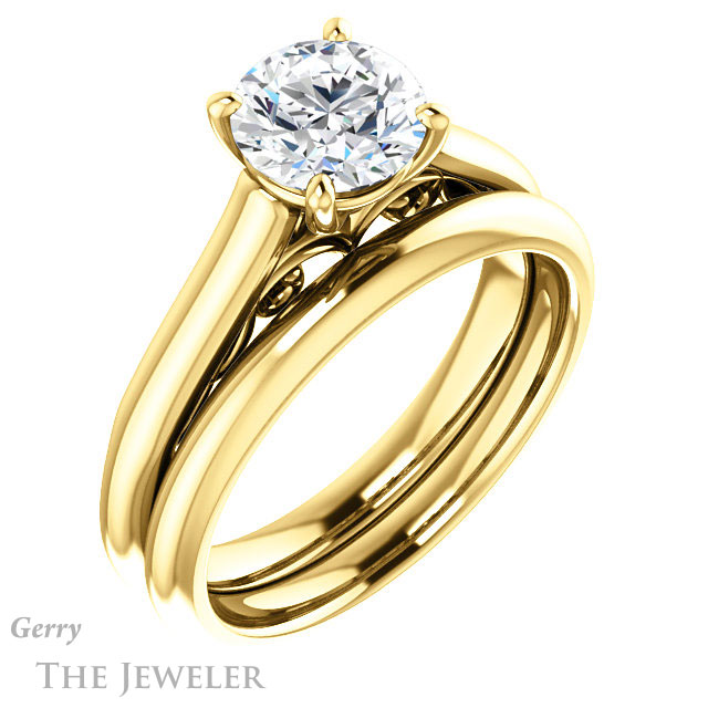 Round Cut Forever One Moissanite Engagement Ring #GTJ1160-round-fo-y 6 Round Cut Forever One Moissanite Engagement Ring #GTJ1160-round-fo-y