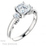 Cushion Cut Forever One Moissanite Engagement Ring #GTJ1161-cushion-fo-w 4 Cushion Cut Forever One Moissanite Engagement Ring #GTJ1161-cushion-fo-w