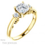 Cushion Cut Forever One Moissanite Engagement Ring #GTJ1161-cushion-fo-y 4 Cushion Cut Forever One Moissanite Engagement Ring #GTJ1161-cushion-fo-y
