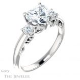 Heart Shaped Forever One Moissanite Engagement Ring #GTJ1161-heart-fb-w 4 Heart Shaped Forever Brilliant Moissanite Engagement Ring #GTJ1161-heart-fb-w