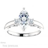 Marquise Cut Forever One Moissanite Engagement Ring #GTJ1161-marquise-fb-w 1 Marquise Cut Forever Brilliant Moissanite Engagement Ring #GTJ1161-marquise-fb-w