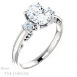 Oval Shaped Forever One Moissanite Engagement Ring #GTJ1161-oval-fo-w
