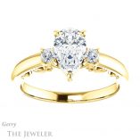 Pear Shaped Forever One Moissanite Engagement Ring #GTJ1161-pear-fb-y 1 Pear Shaped Forever Brilliant Moissanite Engagement Ring #GTJ1161-pear-fb-y