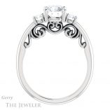 Round Cut Forever One Moissanite Engagement Ring #GTJ1161-round-fo-w